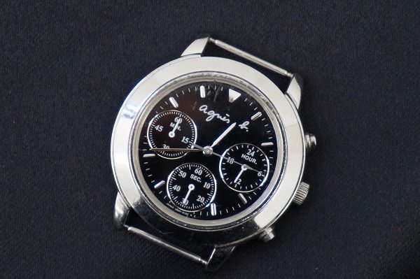 シンプルでスタイリッシュなデザインが光る!アニエスベー クロノグラフ 腕時計 本体のみをお売りいただきました