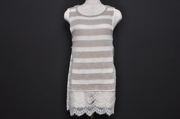 ボーダーとレースのバランスが絶妙|ボンサンス 重ね着風 カットソーを買取しました