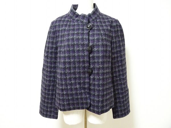 チェックなのにどこか上品！レリアンのスタンドカラージャケットを買取しました