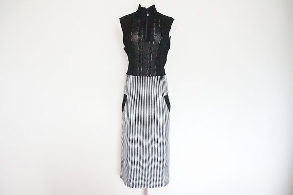 モノトーンの異素材ワンピを買取！伊太利屋