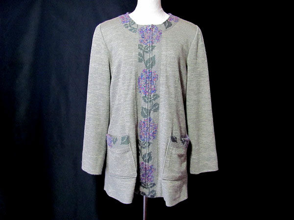 グレーの花柄カーディガン・ジップアップ!斉藤都世子のアイテムを買取させて頂きました