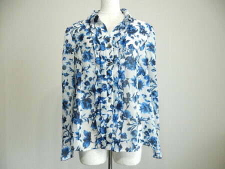 ブルーの花柄ブラウスをお買取！レリアン