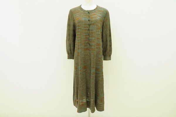 茶と緑のコラボレーションが絶妙 斉藤都世子のワンピースをお買取しました