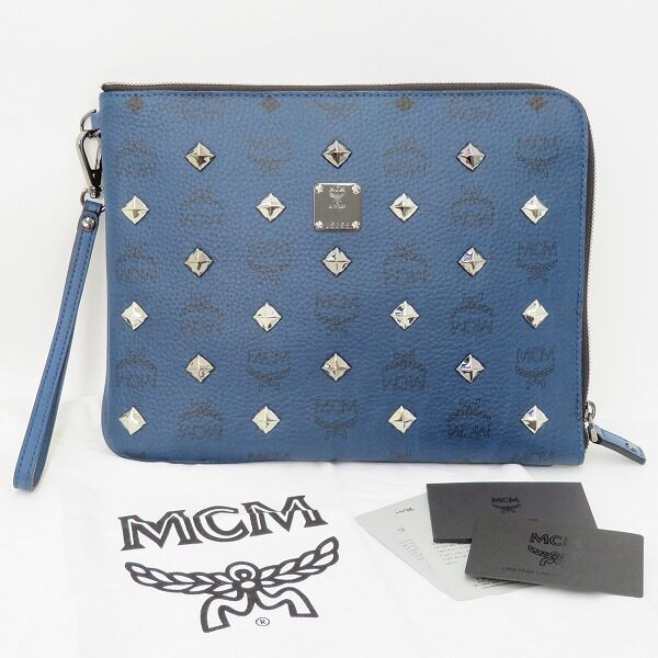 ネイビーとスタッズのバランスが豪華!エムシーエムのクラッチバッグを買取しました