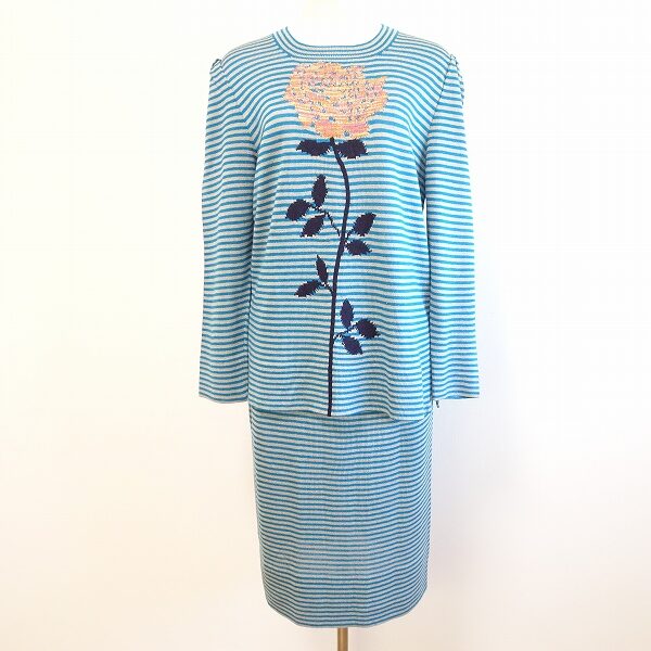 斉藤都世子(サイトウトヨコ)のセットアップをお買取！水色ボーダー×お花がマッチ