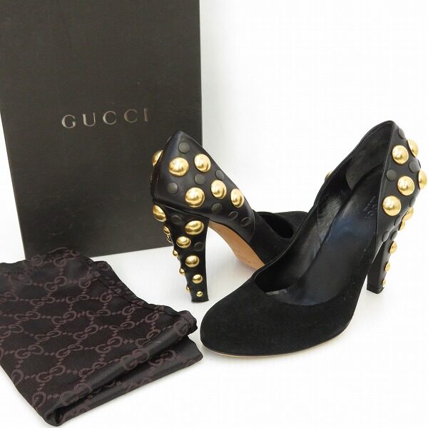 存在感あるスタッズに目が行く グッチのパンプスを買取しました