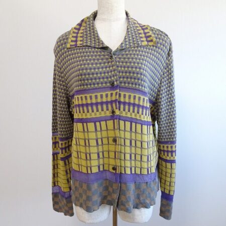慈雨 ジウセンソユニコのカーディガンを買取しました！紫×黄の色合いが美しい