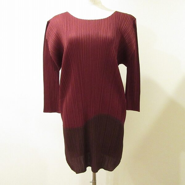 【お買取情報】しっとりしたエンジが素敵なイッセイミヤケ プリーツプリーズのチュニック