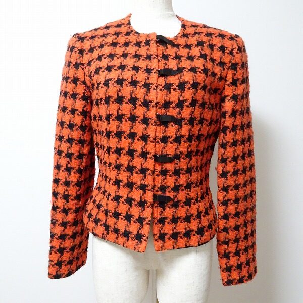 【ミスアシダ セットアップをお買取】オレンジの千鳥格子でレアなおしゃれ女性に