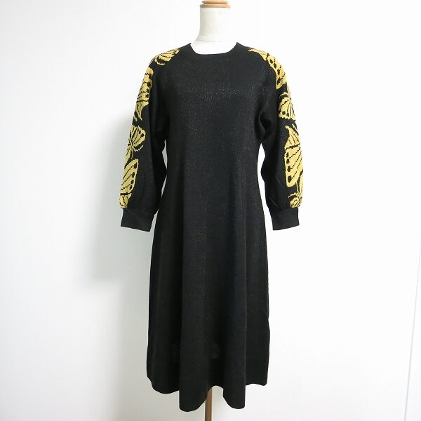 【お買取】斉藤都世子のワンピース 袖の蝶々柄がエレガンス