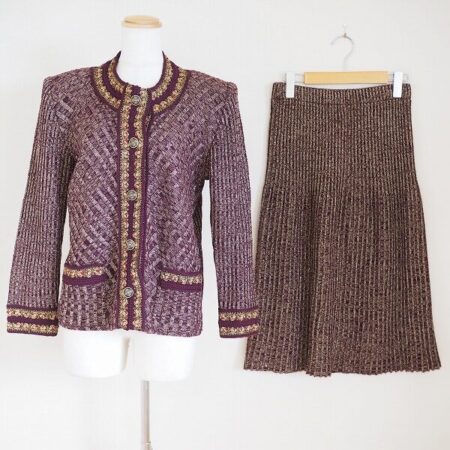 えんじ×金が綺麗な斉藤都世子のセットアップを買取しました