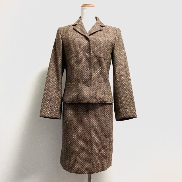【お買取】茶色×ツイードが綺麗め クリスチャンラクロワのスカートスーツ