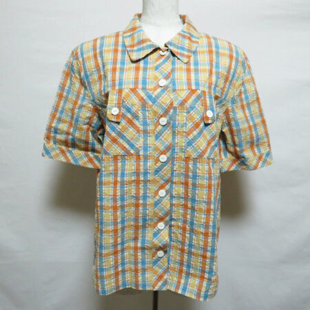 レリアンのシャツを買取しました！水色とオレンジのチェックが綺麗