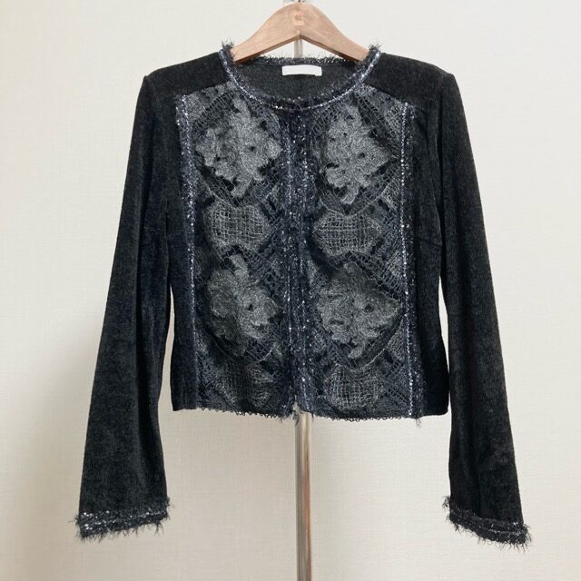 コーザノストラのカーディガンを買取しました！黒×スパンコールで豪勢に