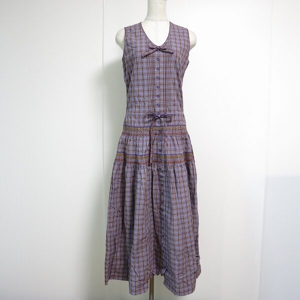 ノースリーブ×紫チェックが上品 カネコイサオのワンピースを買取しました