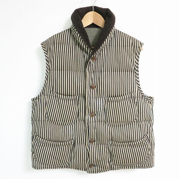 【お買取】茶×ストライプ フォーティファイブアールピーエム ダウンベスト