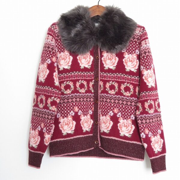 明るい柄とファーがマッチ ピンクハウスのカーディガンを買取しました