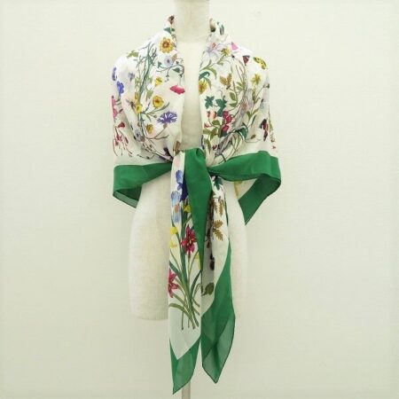 GUCCI スカーフを買取しました！緑 フローラ 花柄 シルク 大判
