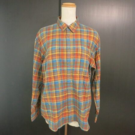 綺麗なオレンジ×青チェックに見入る マドモアゼルノンノンのブラウスを買取しました