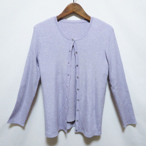 レリアンのアンサンブルを買取しました！紫系×シルク×ラメで煌びやかに