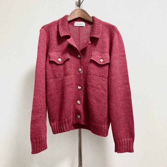 イヴ・サンローランのニットジャケット!赤のMサイズを買取させて頂きました