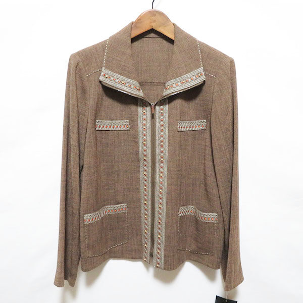 茶色とビーズが上品のジャケットを買取しました